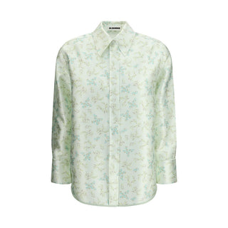Jil Sander Green Silk Pattern Shirt