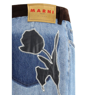 Marni Light Blue Cotton High-Waisted Jean