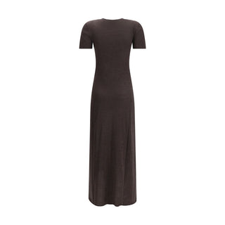 Ferragamo Brown Fleece Wool Long Dress
