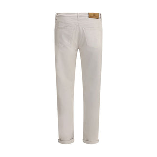 Brunello Cucinelli Beige Cotton Straight-Leg Jeans