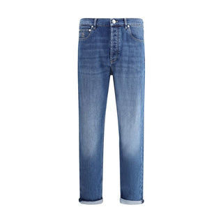 Brunello Cucinelli Blue Cotton Straight-Leg Jeans