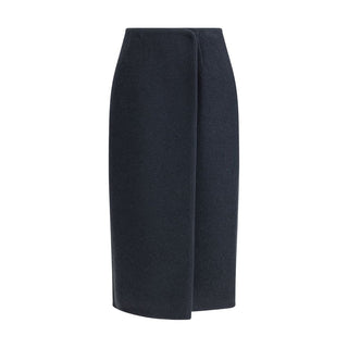 RIER Blue Fleece Wool Midi Skirt