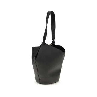 Khaite Black Calf Leather Bos Taurus Shoulder Bag