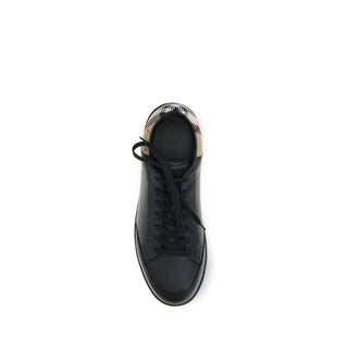 Burberry Black Calf Leather Bos Taurus Low Top Sneakers
