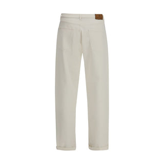 Brunello Cucinelli White Cotton Straight-Leg Jeans