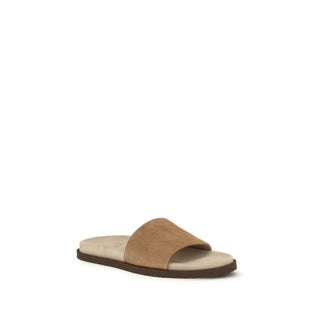 Brunello Cucinelli Beige Lamb Ovis Aries Aries Flat Sandals