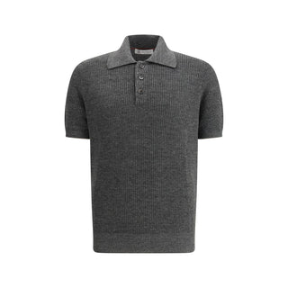 Brunello Cucinelli Gray Cotton Polo Shirt