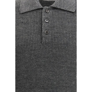 Brunello Cucinelli Gray Cotton Polo Shirt