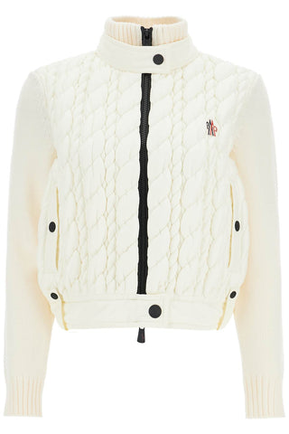 Moncler Grenoble slim fit high neck cardigan in natural virgin wool