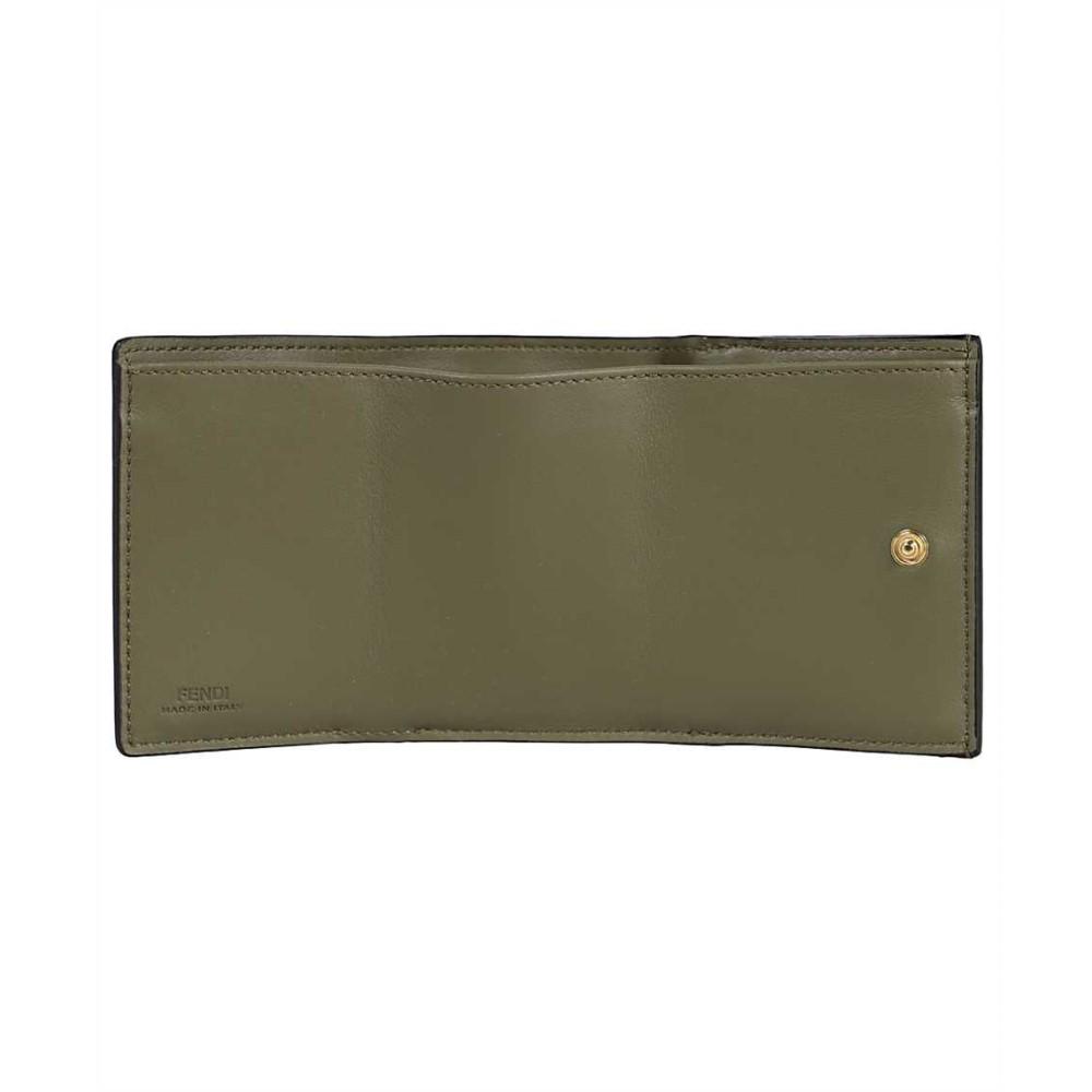 Fendi Selleria Leather Avocado Green Micro Trifold Wallet