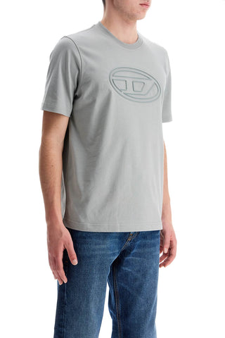 Diesel gray cotton t-shirt with raised logo