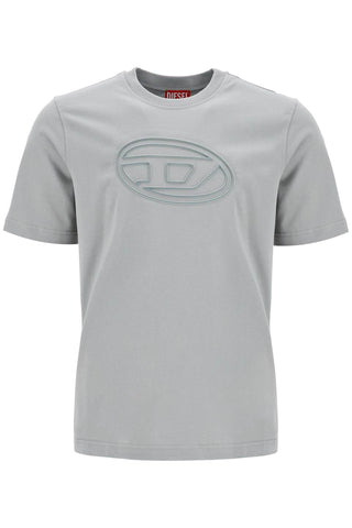 Diesel gray cotton t-shirt with raised logo