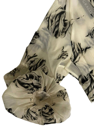 Gracia- Sheer Blouse with long Pointed Collar/S