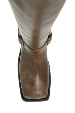 Acne Studios vintage leather biker boots with distressed effect