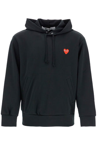 Comme Des Garcons Play felpa unisex con cappuccio in poliestere nero e cuore rosso