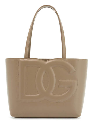 Dolce & Gabbana structured shopping bag in taupe smooth calfskin