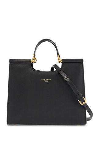 Dolce & Gabbana black calfskin tote bag with adjustable shoulder strap