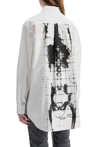 JEAN PAUL GAULTIER white cotton shirt with skeleton print front and back