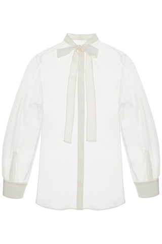 Dolce & Gabbana optical white silk shirt with mandarin collar