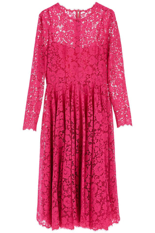 Dolce & Gabbana shocking pink floral lace midi dress