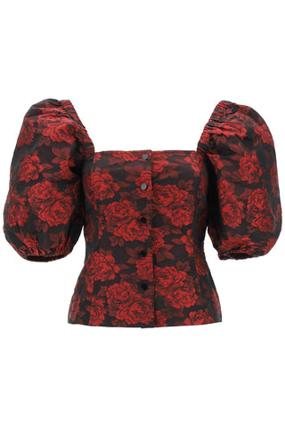 Ganni blouse in floral jacquard