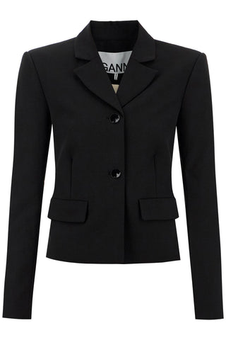 Ganni short lightweight twill blazer