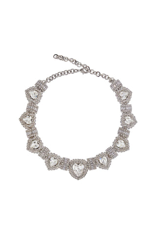 Alessandra Rich heart necklace in hypoallergenic silver crystal