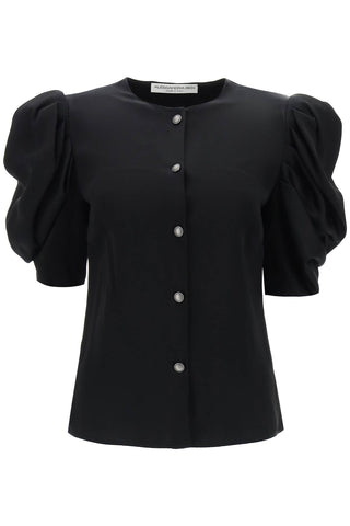 Alessandra Rich envers satin blouse with bouffant sleeves