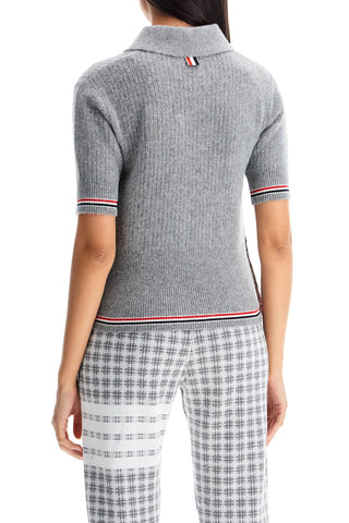 Thom Browne short-sleeved merino wool polo