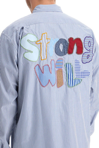 Comme Des Garcons Shirt 'strong will' striped