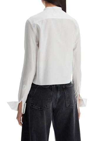 Homme Girls white cropped tuxedo shirt with wide neckline