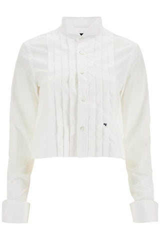 Homme Girls white cropped tuxedo shirt with wide neckline