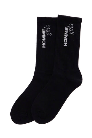 Homme Girls black medium cotton socks pack of 3 with embroidered logo