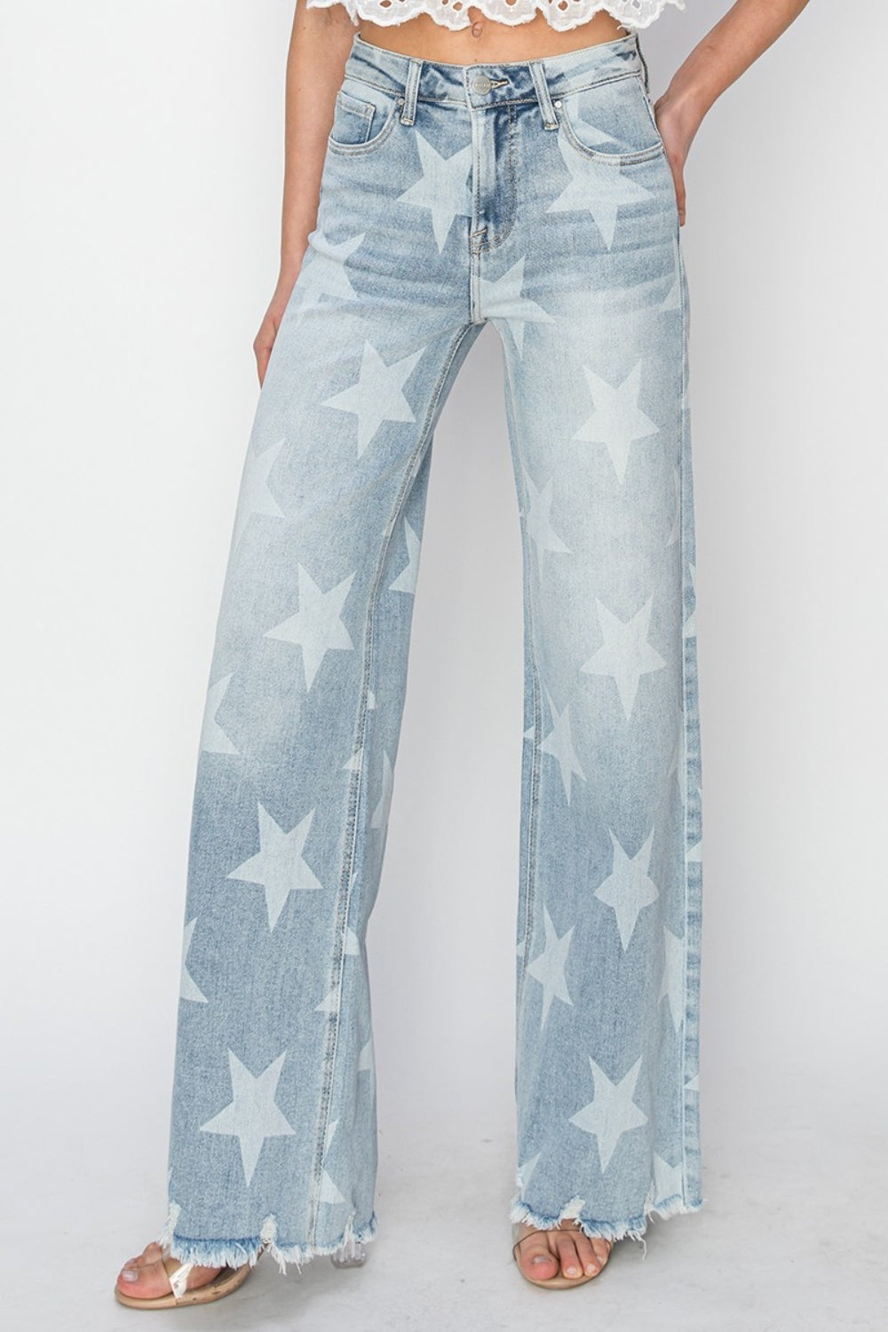 RISEN Raw Hem Star
Wide Leg Jeans up to Plus Size