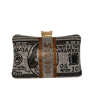 Bling Money Clutch with Removable Crossbody Chain (Grey)