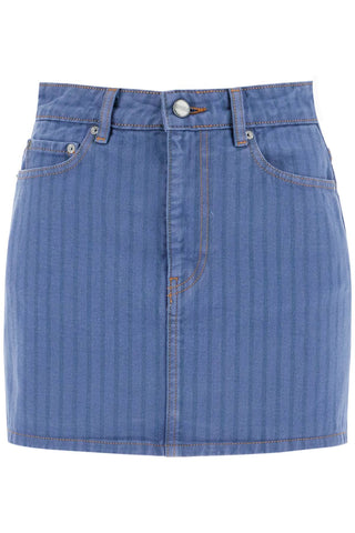 Ganni "striped overdyed denim mini