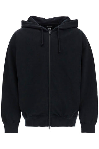 Y-3 black cotton zip hoodie