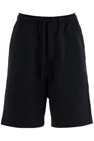 Y-3 high-waisted black cotton sports shorts