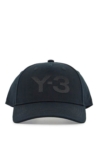 Y-3 black cotton baseball cap with curved brim adjustable