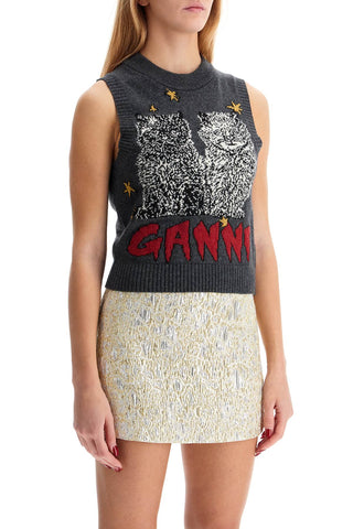 Ganni 'graphic cats knit vest for