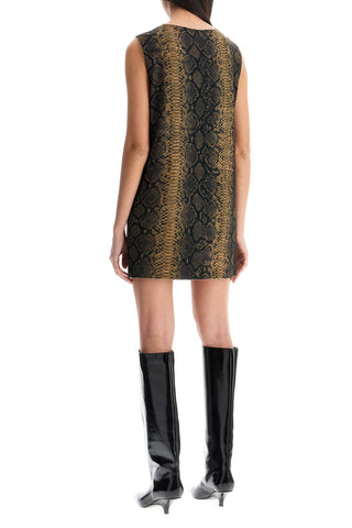 Norma Kamali brown python print sleeveless mini dress