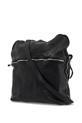 Guidi black horse leather crossbody bag with adjustable strap