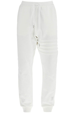 Thom Browne white cotton sweatpants with 4 stripes