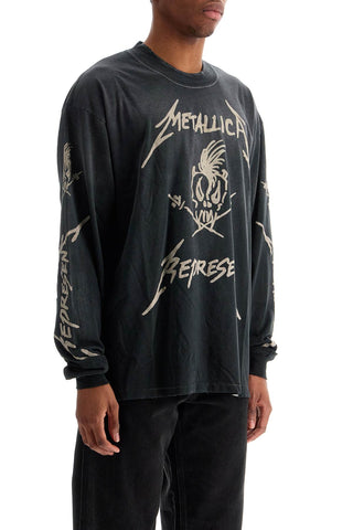 REPRESENT black stained cotton and hemp t-shirt with metallica print