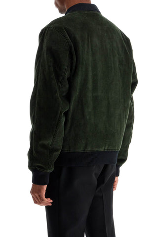 Maison Kitsune ranger green polyester bomber with embroidered logo