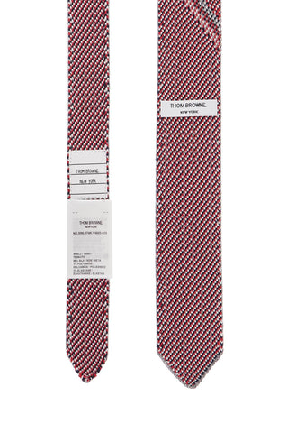 Thom Browne gray double-faced jacquard silk tie with rwb stripes