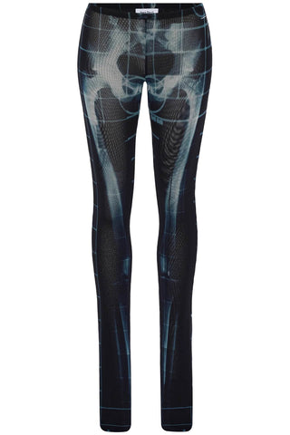 JEAN PAUL GAULTIER black polyamide pants with skeleton print