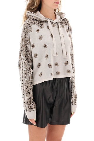 Amiri Knitted Cropped Hoodie With Bandana Motif