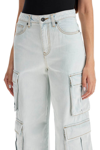 Self-Portrait Self Portrait washed denim cargo jeans in