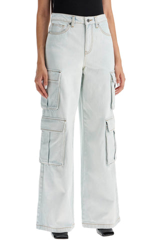 Self-Portrait Self Portrait washed denim cargo jeans in